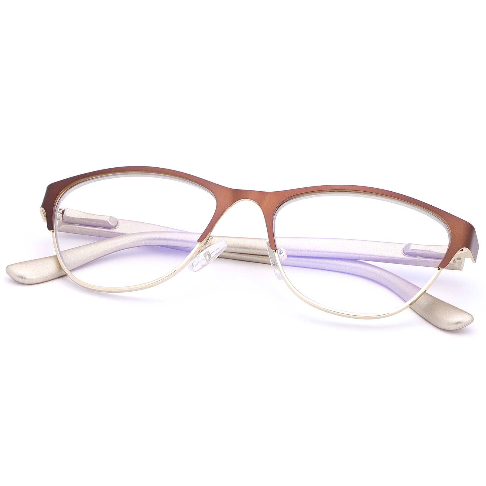 Blue Light Blocking Progressive Multifocal Reading Glasses for Women & Men - No Line Bifocal Computer Glasses with Spring Hinge - Perfect for Office Work, Screen Time & Reading