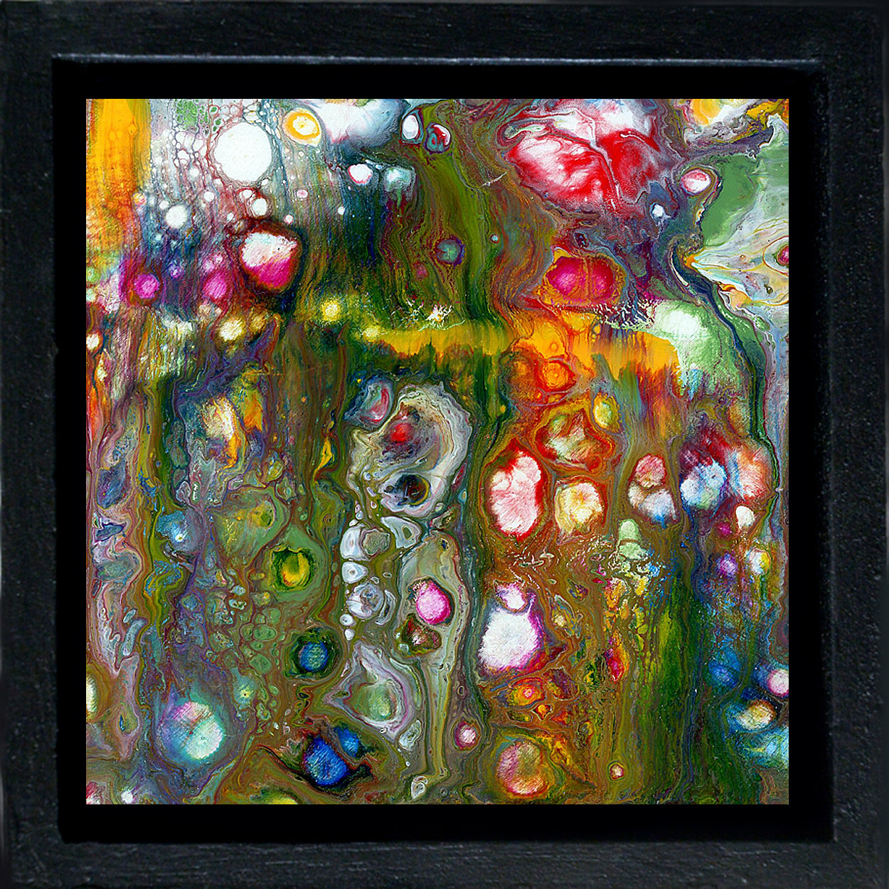 Anthony Ciambella Framed 4x4 Acrylic on Panel Painting - Modern Abstract Wall Art for Home & Office Decor
