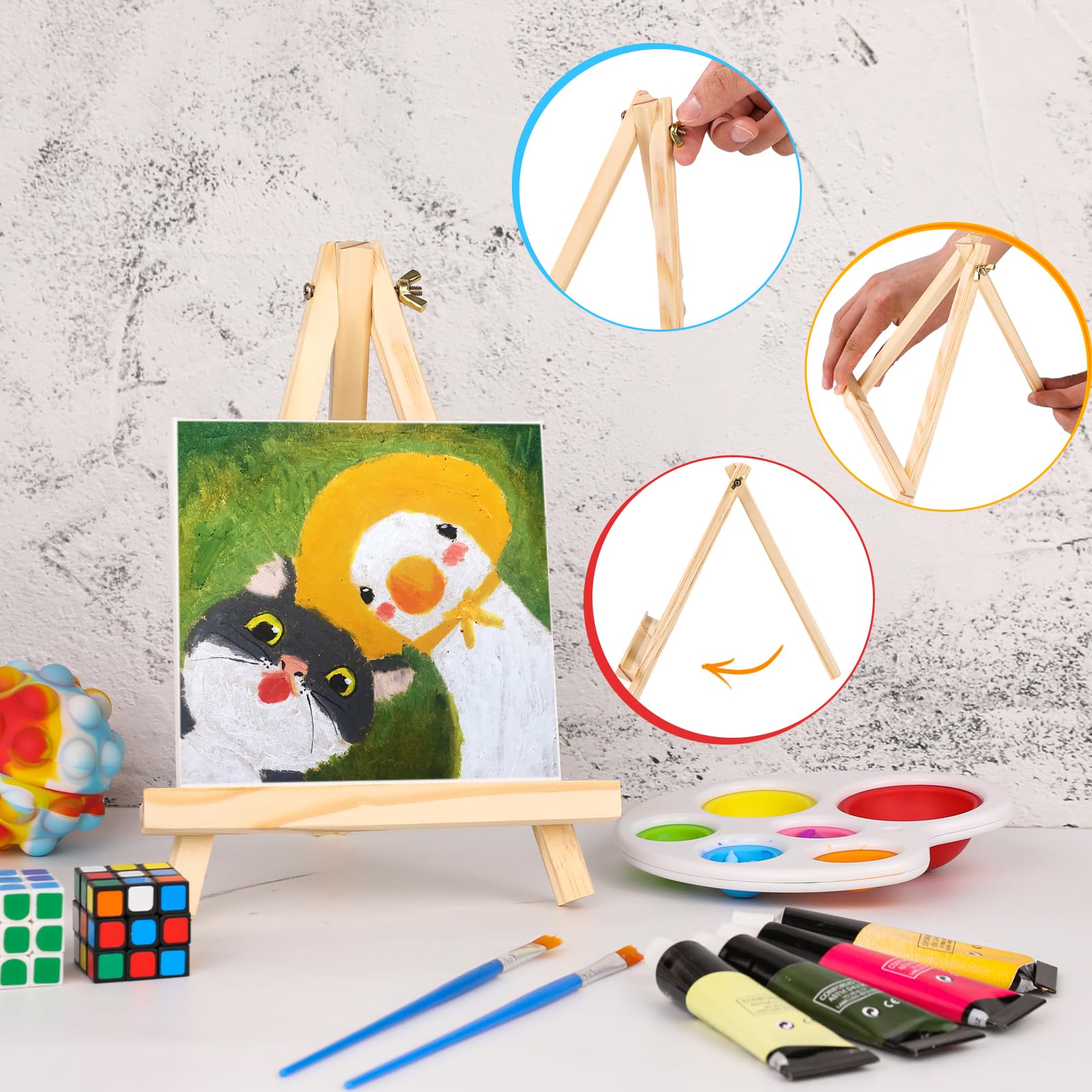 12 Pack 9 Inch Wooden Easels - Adjustable Tripod Stand for Painting Canvases, Art Projects & Crafts | Portable Tabletop Easel for Kids, Students & Artists | Perfect for Painting Parties, Classroom Art Activities & Photo Display