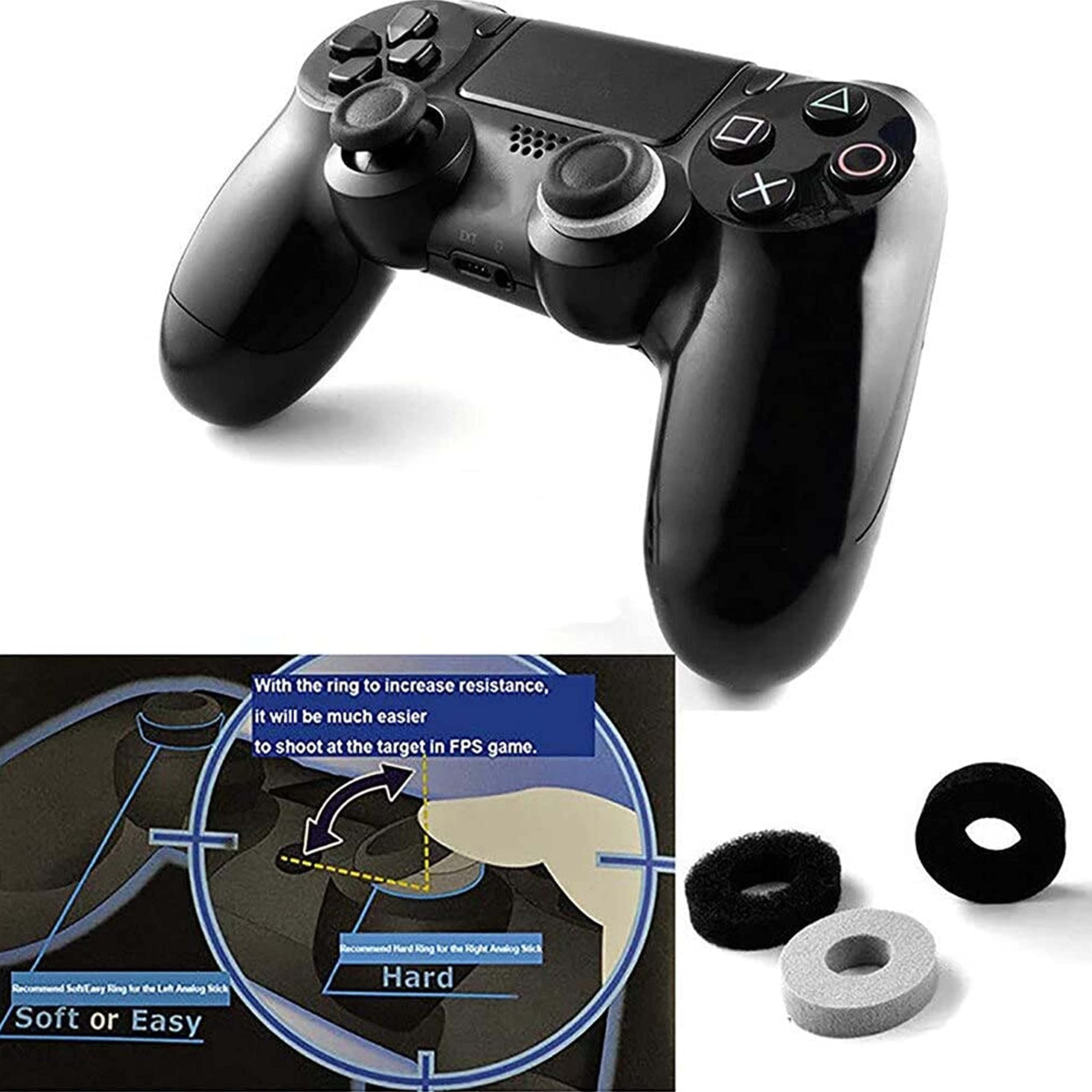 Precision Rings & Aim Assist Foam for PS5, PS4, Xbox Series X/S, Xbox One, Nintendo Switch Pro & Scuf Controllers - Black & Grey - Improve Gaming Accuracy for FPS, Battle Royale & Competitive Play