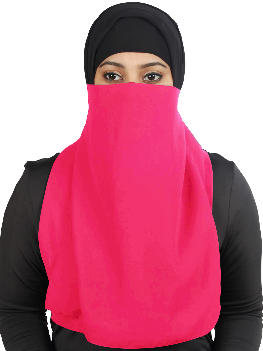 Black Georgette Half Niqab Nosepiece - Breathable & Comfortable Face Cover for Women - Perfect for Daily Wear, Prayer, and Outdoor Activities