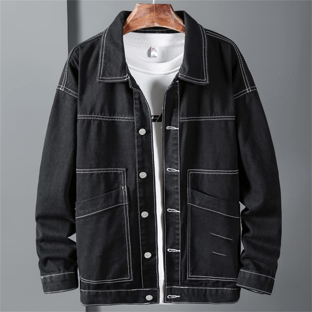 Men's Korean Style Denim Bomber Jacket - 2022 New Spring & Autumn Fashion Jacket for Men | Lightweight Casual Outerwear for Daily Wear, Street Style & Night Out