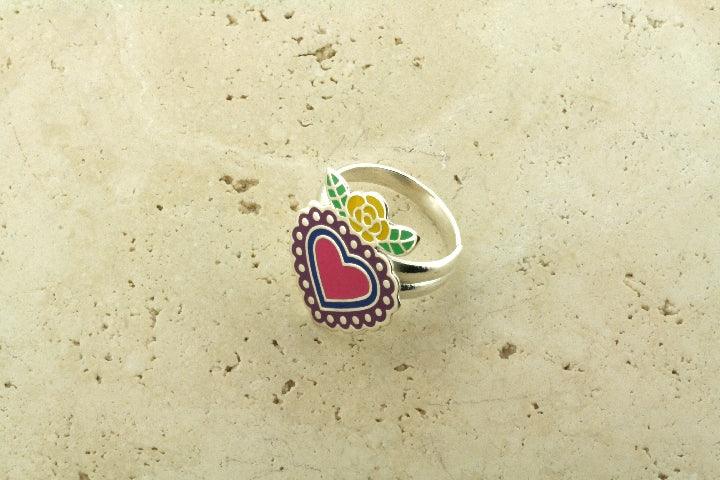 Pink Enamel Flying Heart Adjustable Ring for Women - Elegant Valentine's Day Gift, Boho Jewelry for Everyday Wear & Special Occasions
