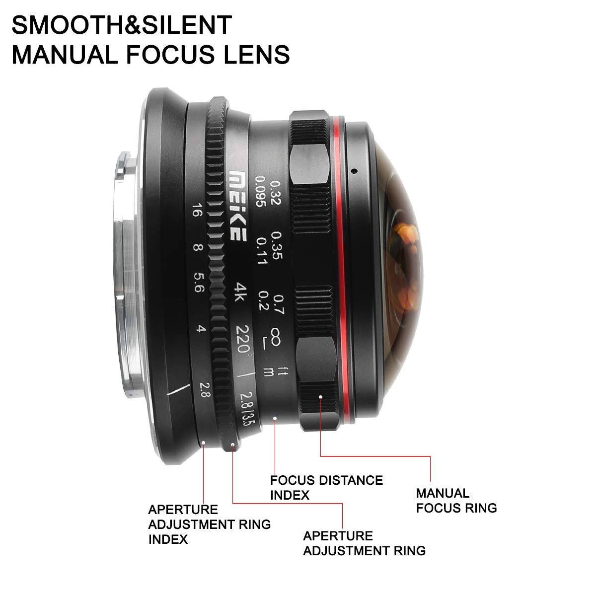 MEKE 3.5mm f2.8 220° Ultra Wide Angle Manual Focus Circular Fisheye Lens for Olympus Panasonic Lumix M4/3 MFT Mount Cameras (GH4 GH5 GH6 GH7) - Perfect for Landscape, Architecture & Creative Photography