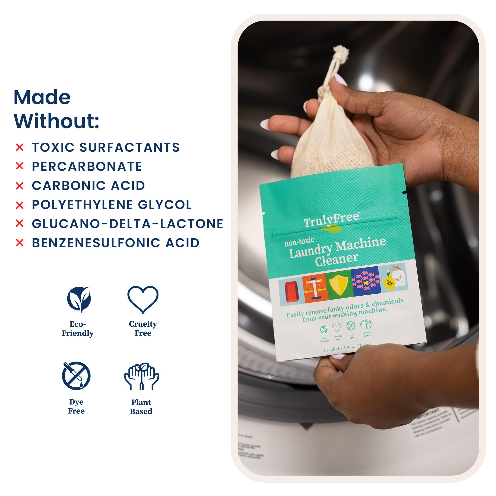 Laundry Washing Machine Cleaner - Deep Cleans Front Load & Top Load Washers - Removes Odor & Mold (1-Use) - Perfect for Monthly Washer Maintenance & Eliminating Musty Smells
