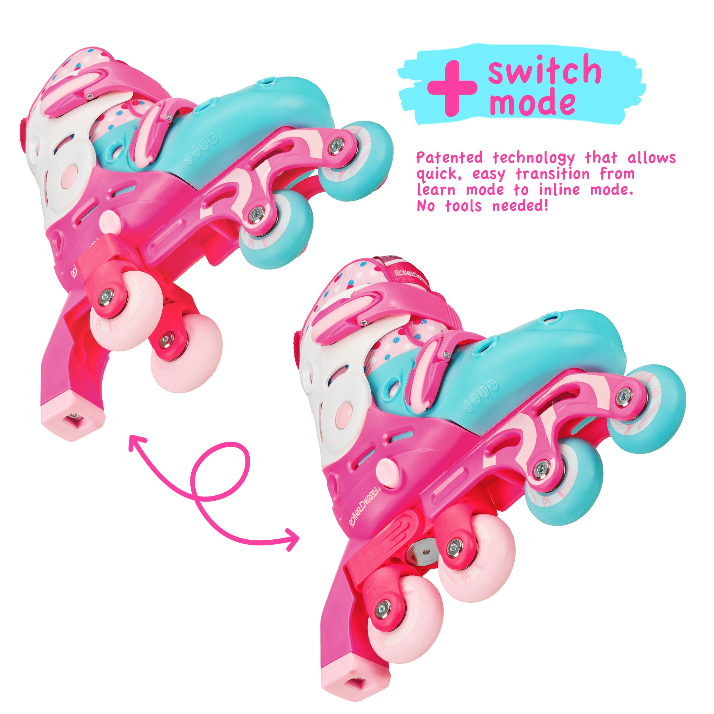Adjustable Roller Skates for Girls - Switch Style with Light-Up Wheels - Perfect for Indoor & Outdoor Skating, Birthday Gifts, and Fun Exercise