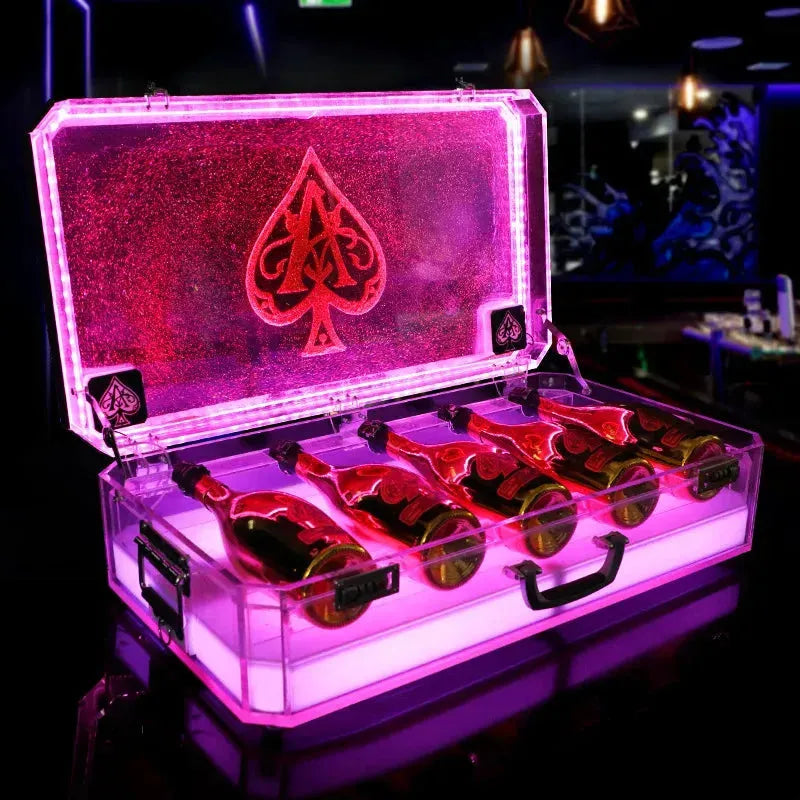 Ace of Spade LED Champagne Bottle Display Case - Rechargeable Glow Bar Presenter for Nightclub, Party & Lounge - Perfect for VIP Bottle Service & Special Events