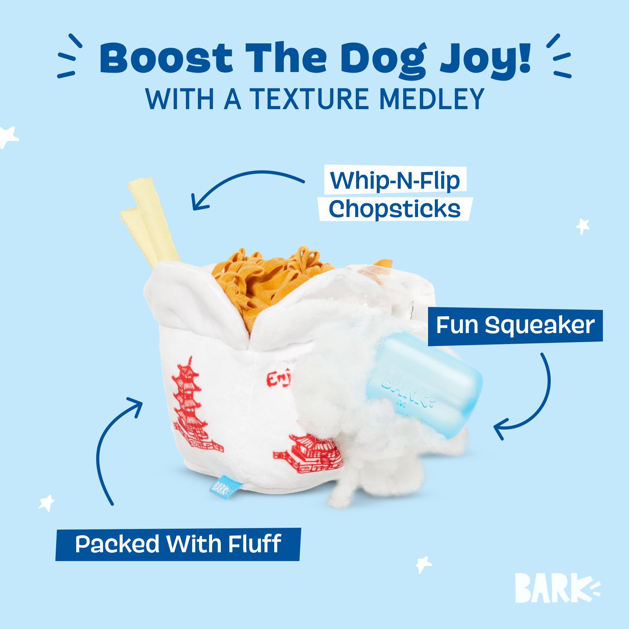 Barkbox Squeaky Dog Toys for Medium to Large Dogs - Durable Plush Chew Toys with Squeaker | Fun Interactive Puppy & Pet Toys | Chow Chow Mein (Large) | Perfect for Playtime, Training & Bonding with Your Dog