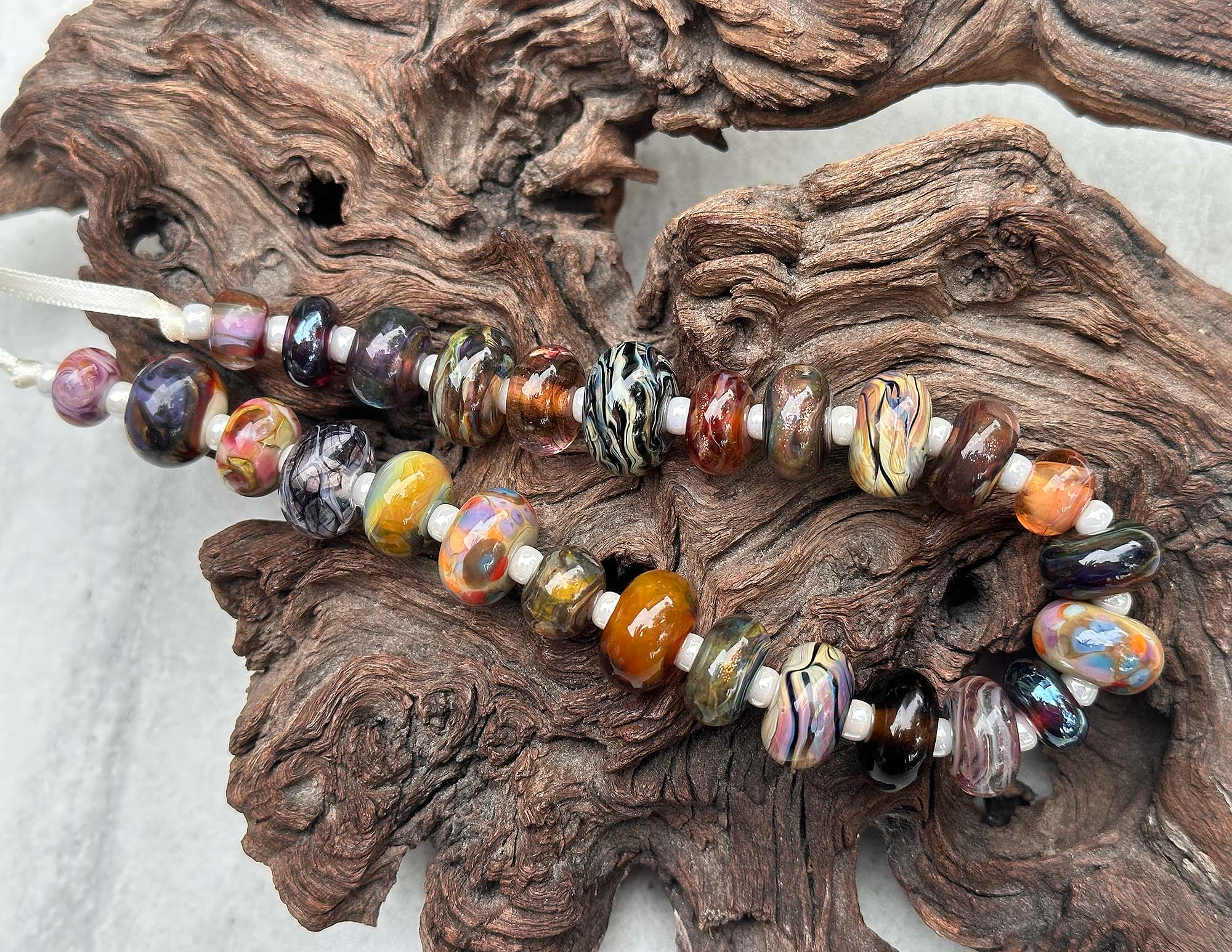 26-Piece Brown Lampwork Glass Beads Set for Jewelry Making - DIY Bracelets, Necklaces & Craft Projects - SRA Certified Artisan Beads