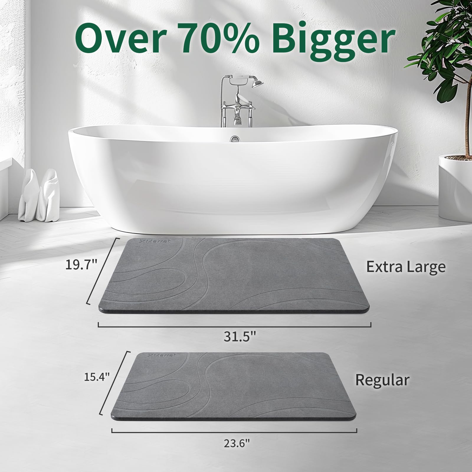 Premium Extra Large Diatomaceous Earth Bath Mat - 31.5