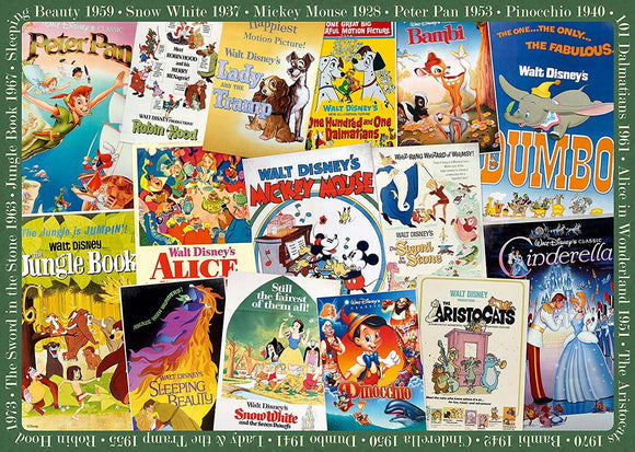 Disney Vintage Movie Posters 1000 Piece Jigsaw Puzzle - Perfect for Family Game Nights, Home Decor & Disney Fans Collection