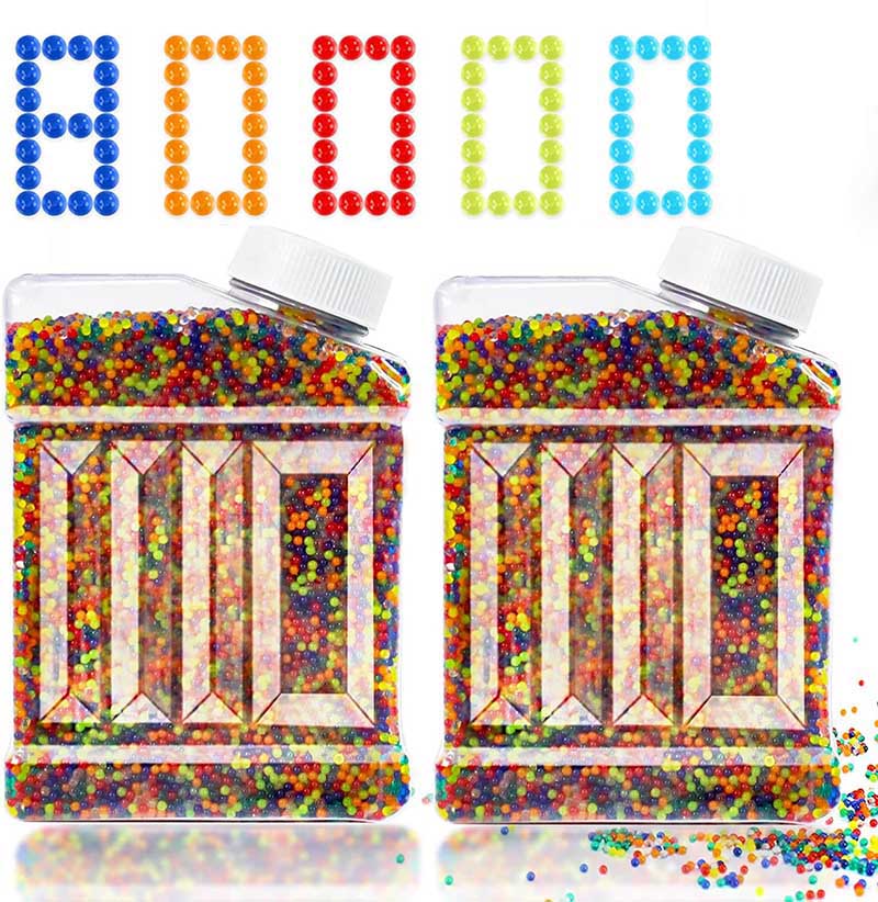 7-8mm 80,000pcs Biodegradable Gel Balls with Bottles - Non-Toxic, Eco-Friendly Water Beads for Splatter Ball Guns, Outdoor Games & Stress Relief