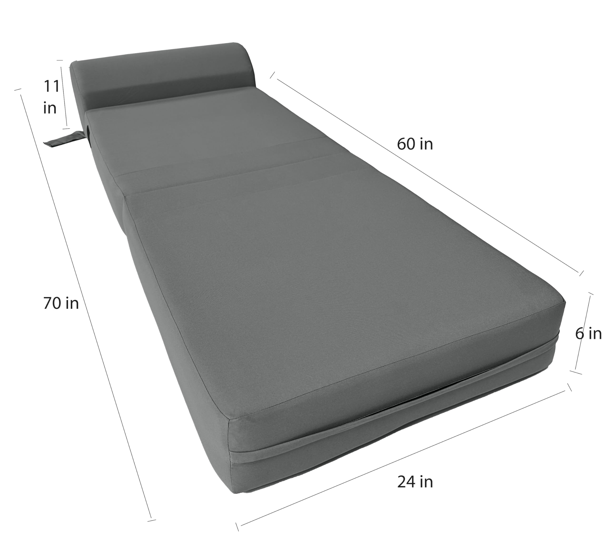 D&D Gray Futon Sleeper Chair - Foldable Convertible Sofa Bed with High Density Foam (70