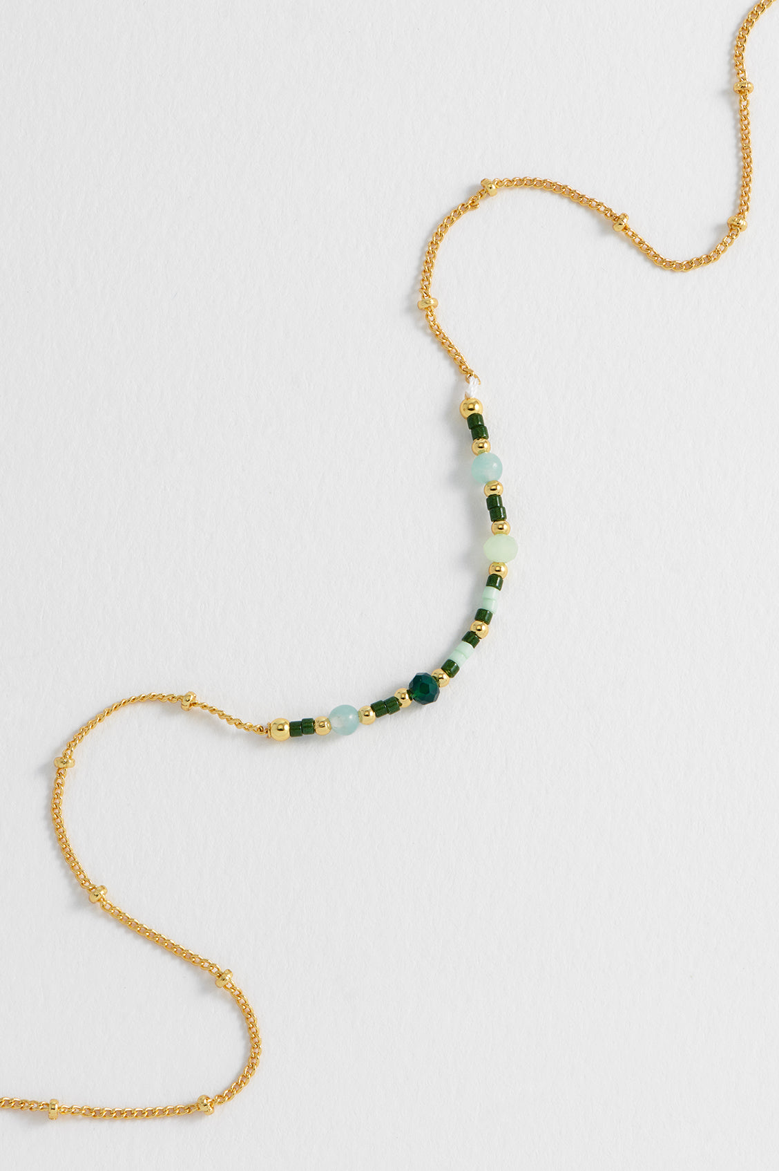 Mini Green Beaded Chain Necklace for Women - Dainty Bohemian Jewelry for Everyday Wear & Layering | Perfect for Casual Outfits, Office Wear & Special Occasions