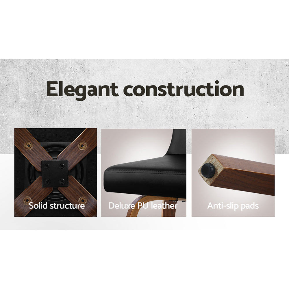 2 Pack Swivel Bar Stools with Leather Padded Seat and Wooden Base - Perfect for Kitchen Island, Home Bar, and Dining Room Decor