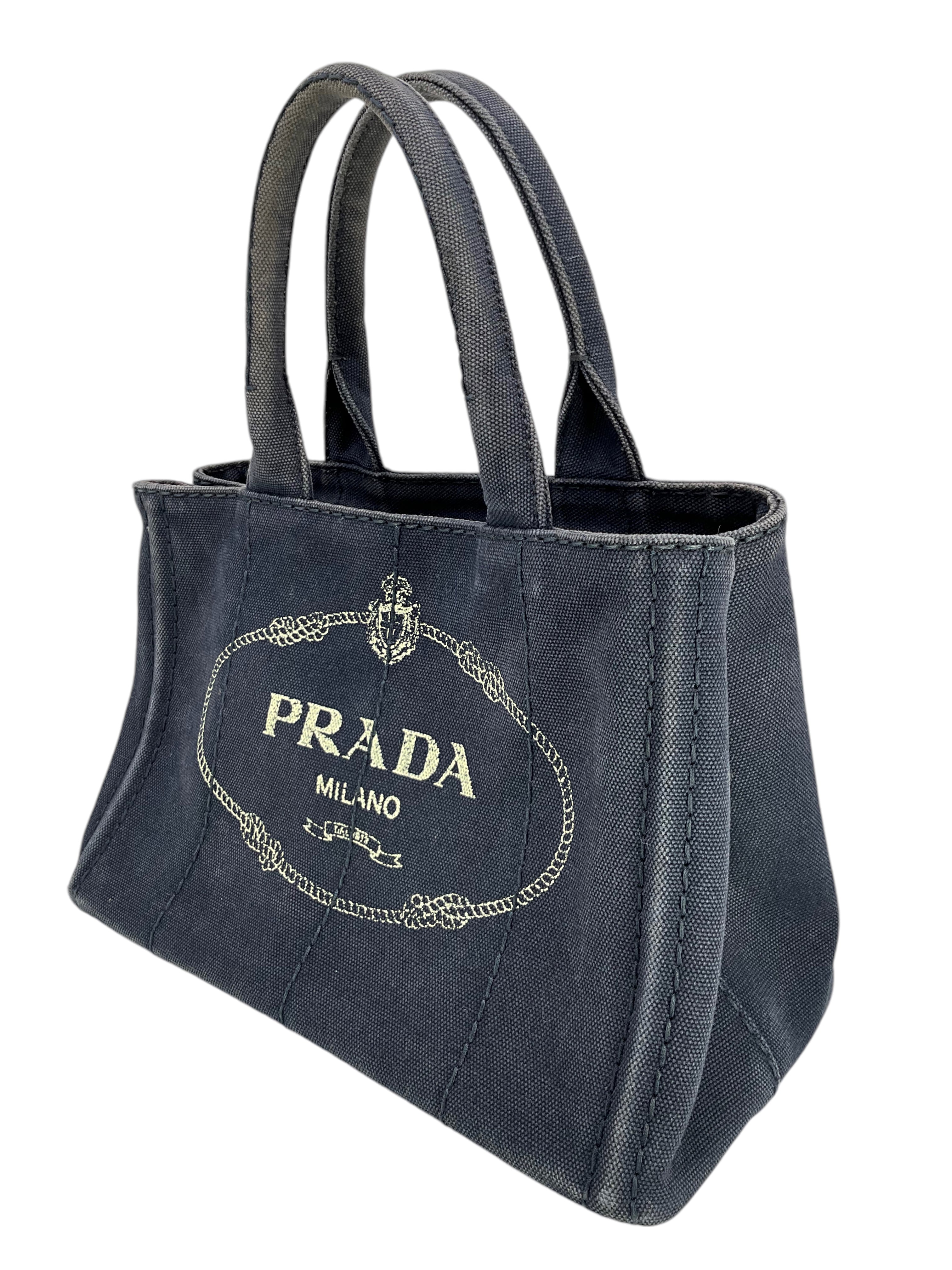 PRADA Canapa Convertible Canvas Small Tote Bag - Luxury Designer Handbag for Women | Perfect for Work, Travel & Everyday Use