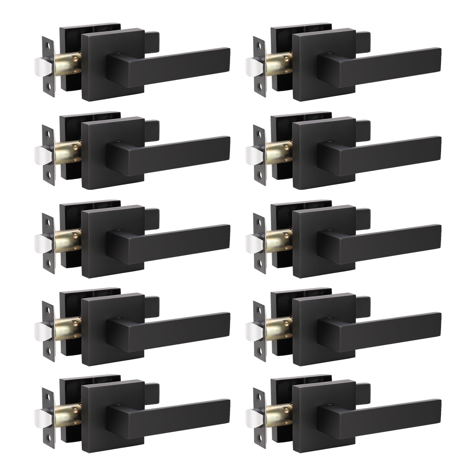Premium Matte Black Door Handle Set - 10 Pack Heavy Duty Passage Door Levers for Left or Right Handing, 2.07 lb Lever Handle - Ideal for Closet Doors, Bedrooms, Offices & Interior Spaces
