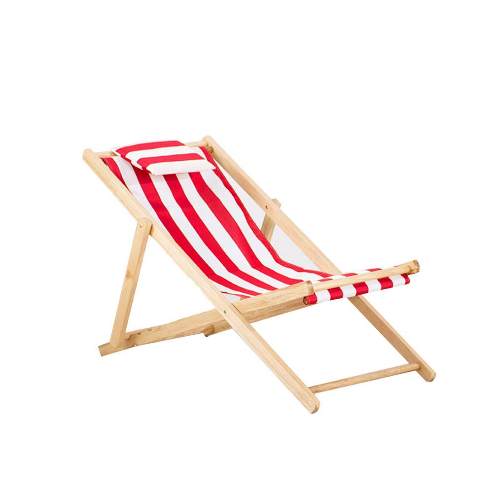 Premium Solid Wood Folding Beach Chair - Portable Outdoor Lounge Chair with Canvas Seat for Beach, Picnic, Camping & Backyard Relaxation (Color: A)