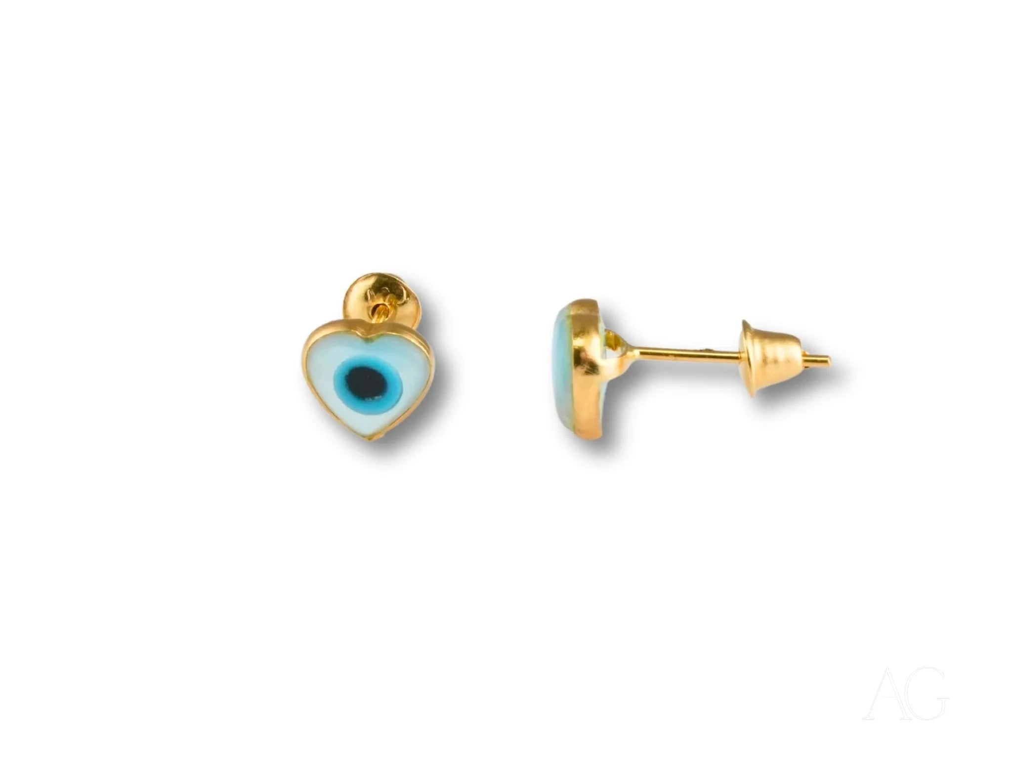 18K Gold Heart Evil Eye Earrings for Women - Protection Jewelry with Love Symbol - Perfect for Gifts, Weddings & Everyday Wear