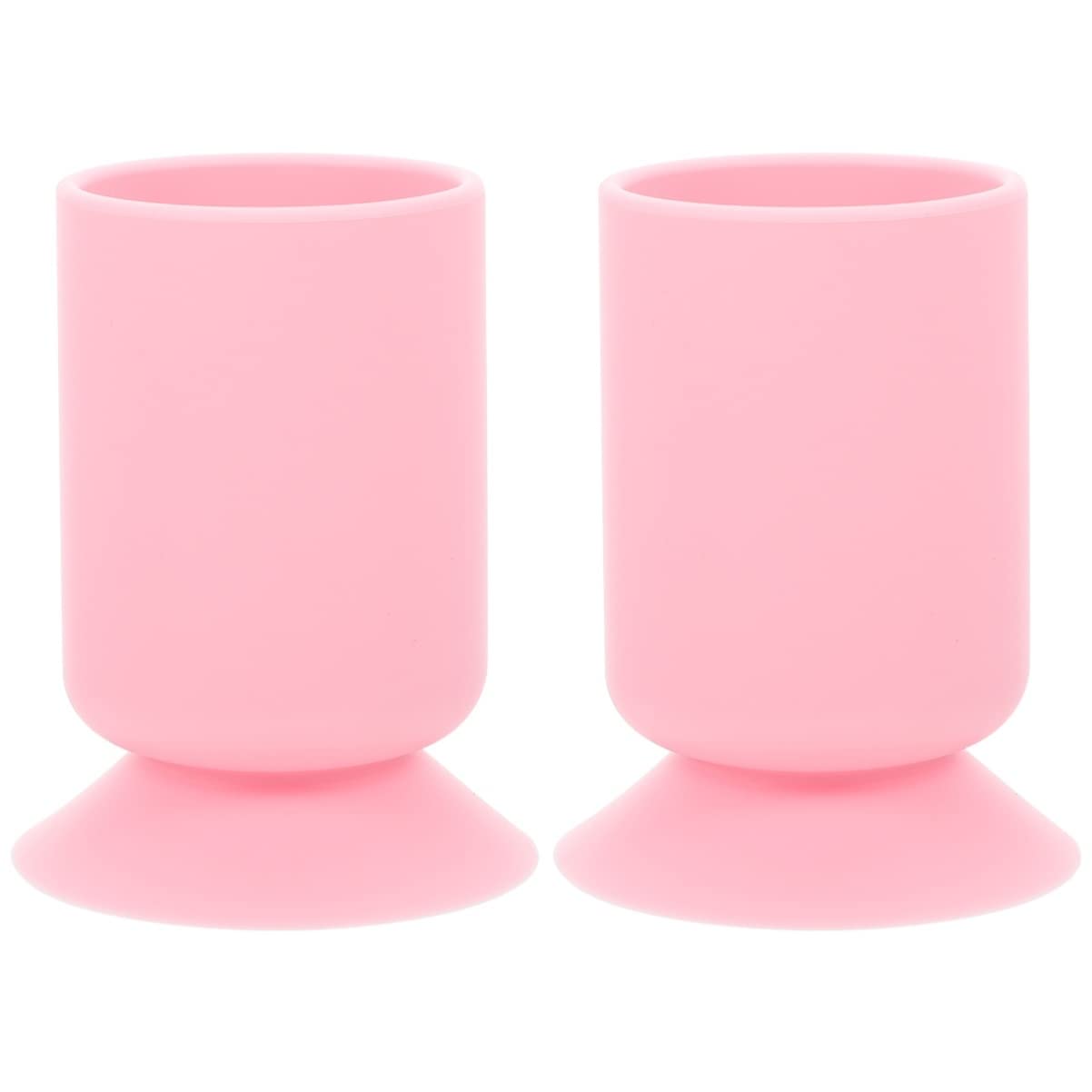 FRCOLOR 2-Pack Silicone Makeup Brush Holder with Strong Suction - Waterproof Cosmetic Organizer for Brushes, Pencils & Pens - Perfect for Vanity, Bathroom Counter, Office Desk & Student Study Table