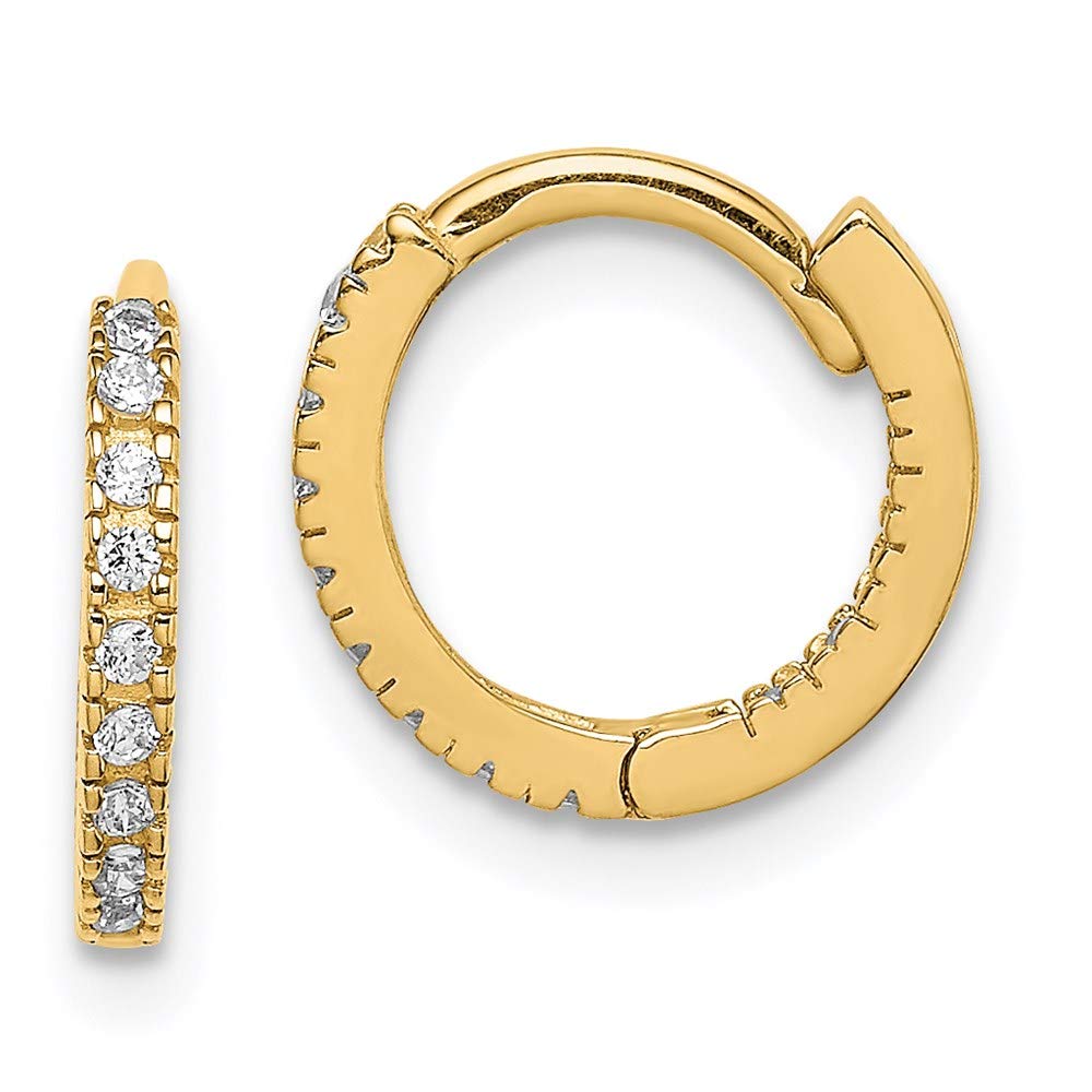 14K Yellow Gold Cubic Zirconia Hinged Hoop Earrings for Women - Dainty Fine Jewelry Gift for Her - Perfect for Weddings, Parties & Everyday Elegance