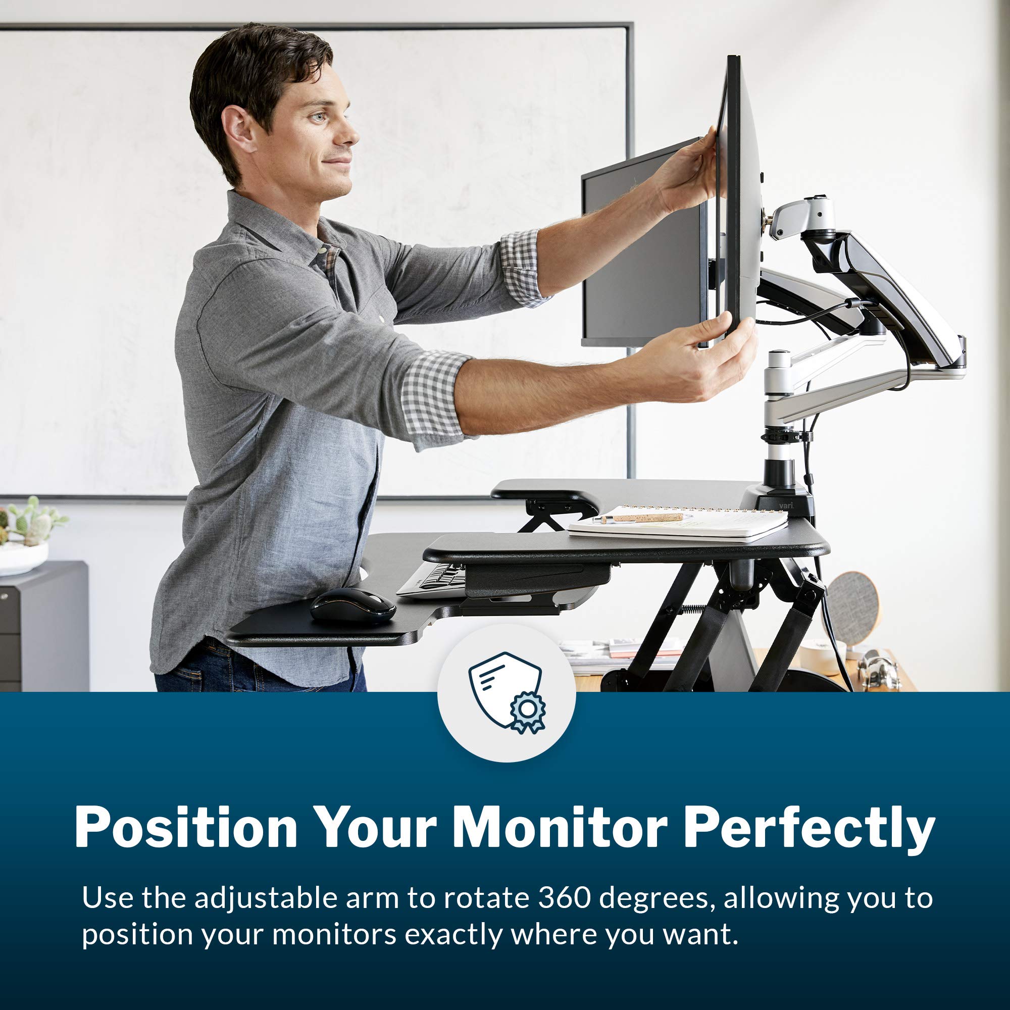 Dual Monitor Arm Stand - Adjustable VESA Mount for 2 Screens up to 27