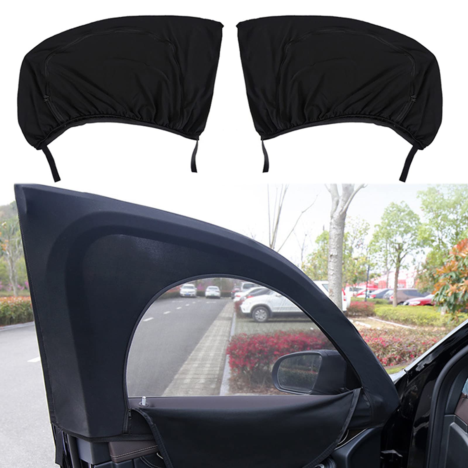 PSLER Car Sunshade Window Cover - 2 Pack Breathable Mesh Sun Shades for Front Windows | UV Protection & Privacy for Driver & Passenger Side | Perfect for Camping, Road Trips & Daily Commute