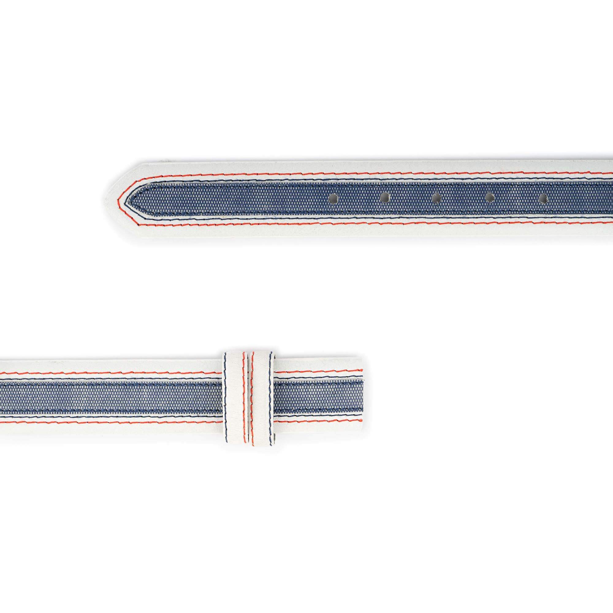Premium Genuine Leather Men's White Dress Belt with Montblanc Buckles - 3.8cm Width - Perfect for Business Attire, Formal Wear & Blue Jeans