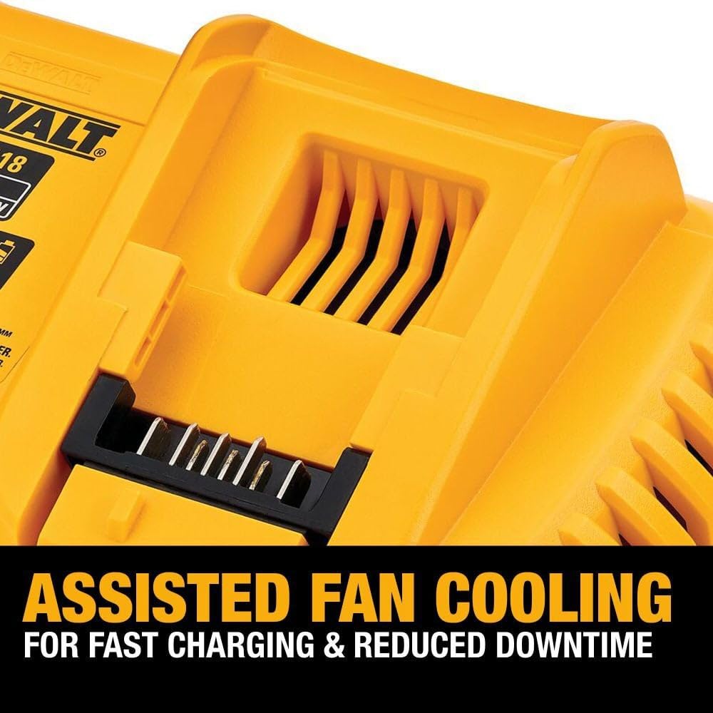DEWALT DCB118 20V MAX/FLEXVOLT Lithium-Ion Battery Charger with Fan Cooling & Fast Charging - Power Tool Battery Charger for Cordless Drills, Saws & More - Perfect for Construction Sites & DIY Projects