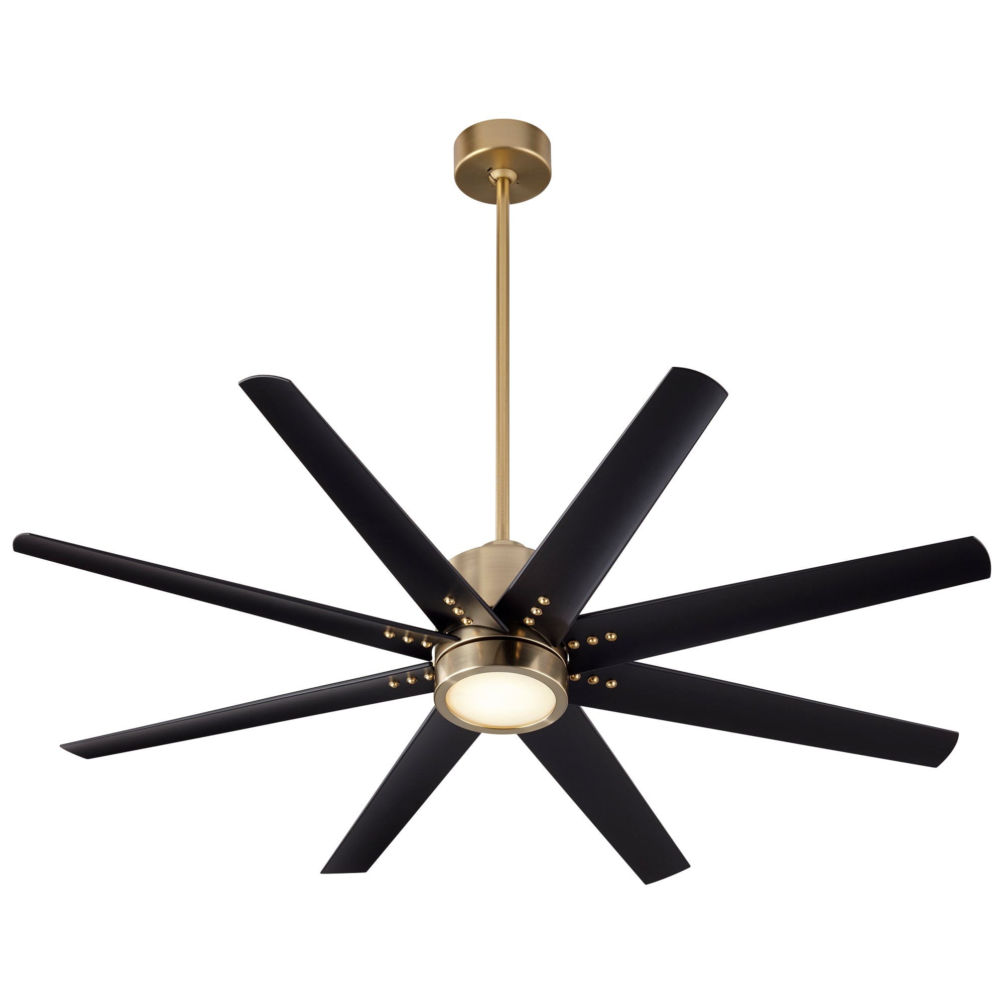 56 Inch 8-Blade Ceiling Fan with Remote Control - Aged Brass & Black Finish - Oxygen FLEET 3 112 40 - Perfect for Living Room, Bedroom, and Outdoor Spaces