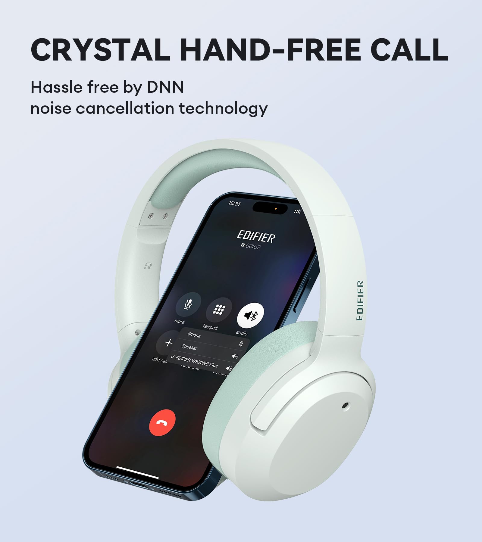Edifier W820NB Plus Hybrid Active Noise Cancelling Headphones with LDAC Codec - Hi-Res Audio Wireless & Wired Over-Ear Headphones - Bluetooth 5.2, 49H Playtime, Fast Charge - Green - Perfect for Travel, Work & Music Lovers
