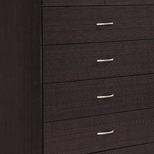 HODEDAH 7-Drawer Wooden Dresser for Bedroom - 31.5 Inch Wide Chest of Drawers with Locking Top Drawers - Chocolate Brown Storage Organizer for Clothes, Linens & Accessories - Perfect for Bedroom, Nursery or Closet Organization