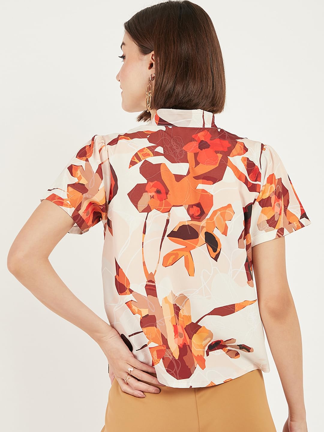 ALL YOURS Women's Satin Shirt Blouse - Elegant Floral Print Office Wear Tops for Work & Casual Outfits | Perfect for Business Meetings, Date Nights & Spring Fashion