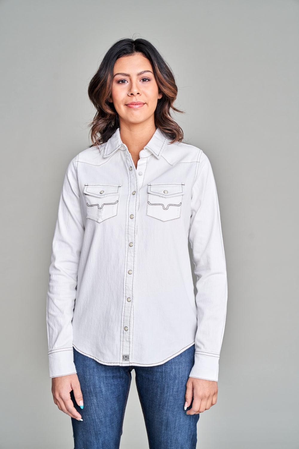 Stylish Kaycee Denim Top for Women - Trendy Button-Up Shirt with Comfort Fit - Perfect for Casual Outings, Date Nights & Weekend Wear
