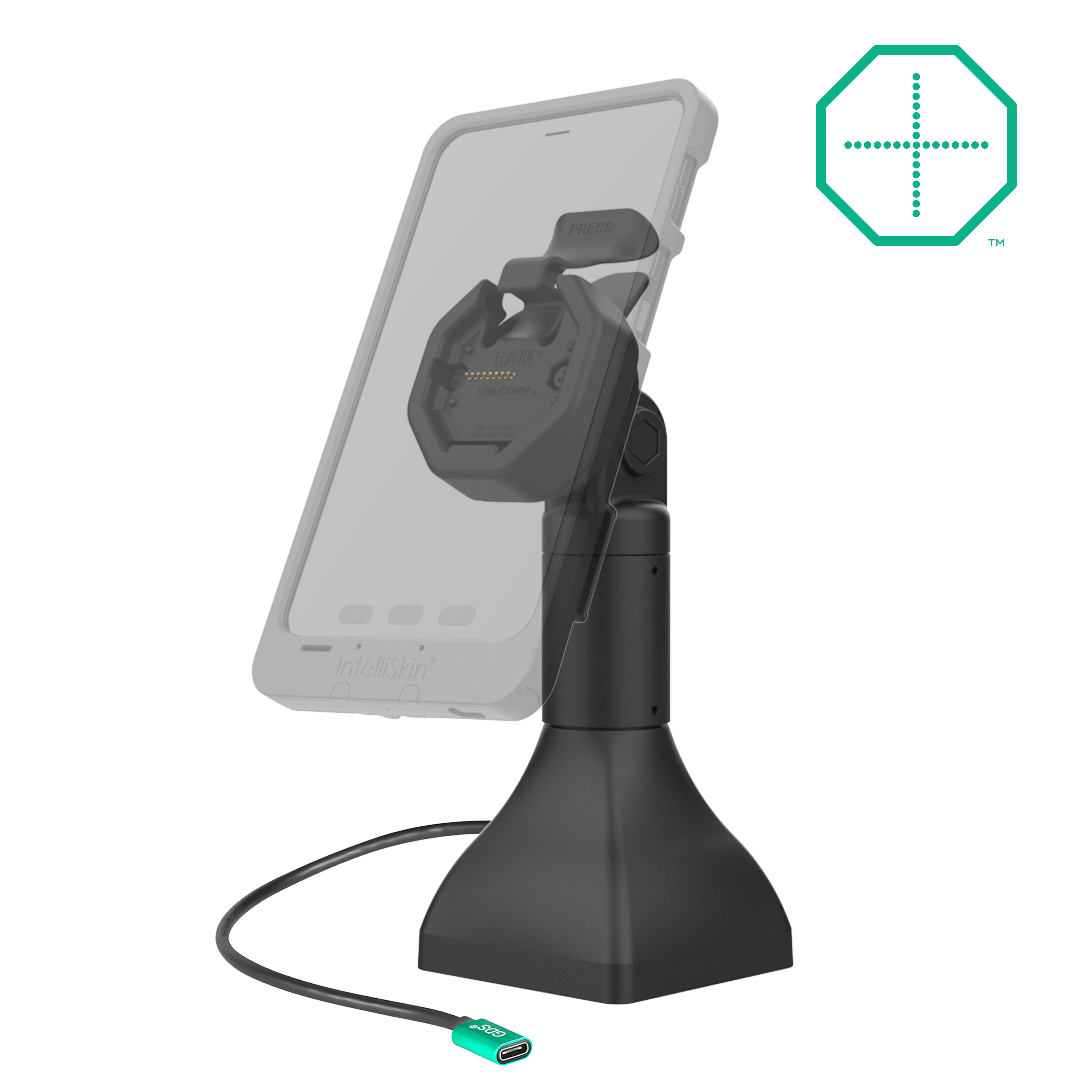 GDS® Uni Conn™ Powered 7 Pedestal Dock with USB-C Ports - High-Speed Charging & Data Transfer for Laptops, Phones & Tablets - Perfect for Office, Home & Gaming Setups (RAM GDS DOCK D11 7 U3C)