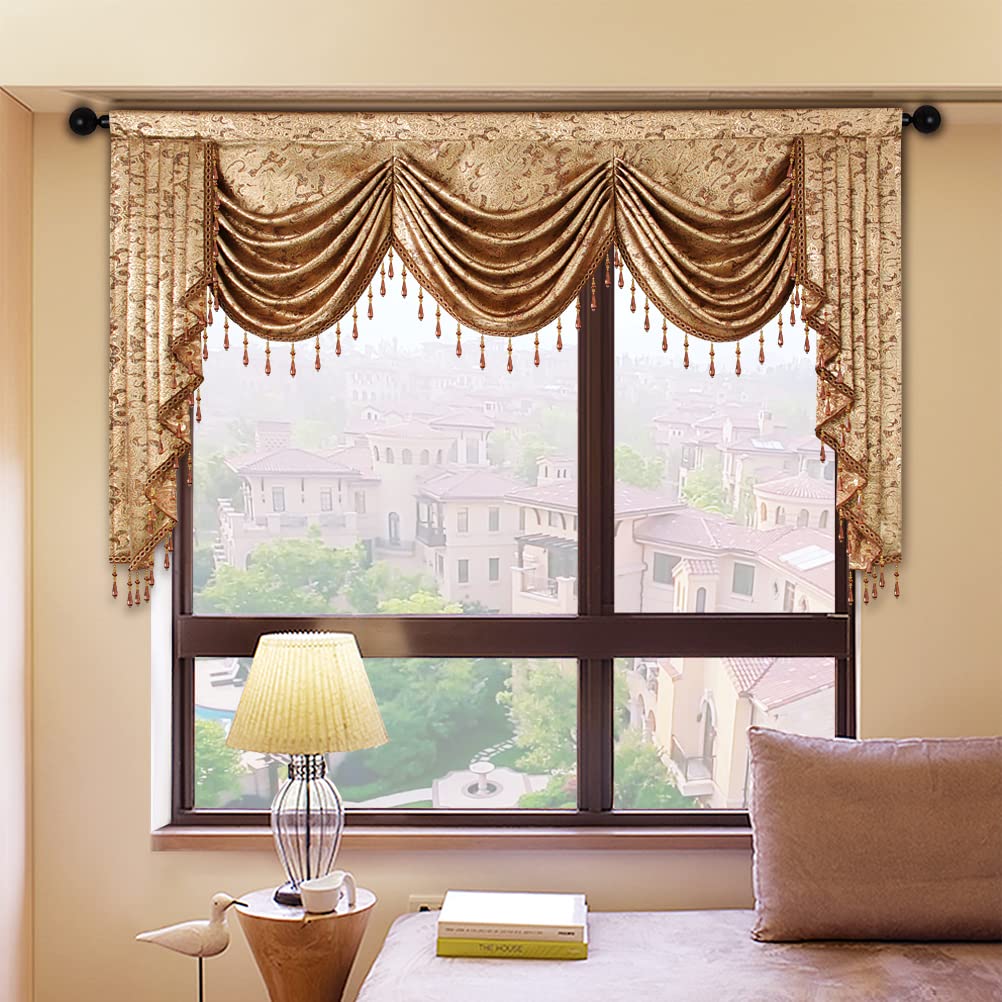 Luxury ELKCA European Valance Curtains - Rod Pocket Window Treatment for Living Room & Bedroom (79