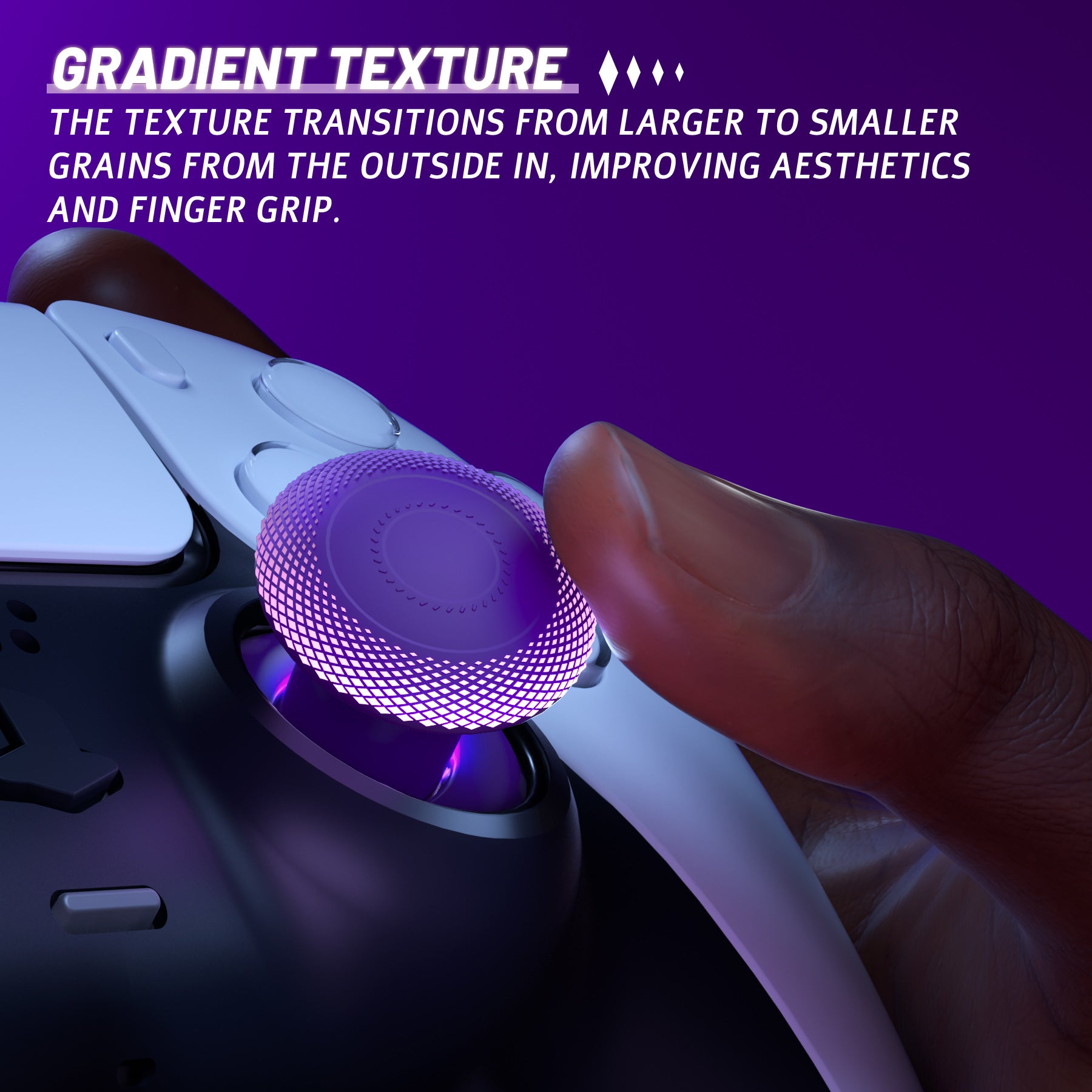 ExtremeRate V3 Interchangeable Ergonomic Thumbsticks for PS5 & PS4 Controller - 4 Height Adjustable Convex & Concave Grip Joysticks (Purple) - Perfect for FPS, Racing & Action Games - NNFPFM005