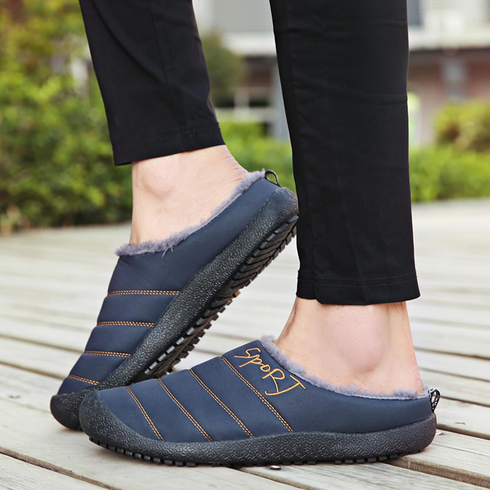 Cozy Winter Slippers for Men & Women - Waterproof Fur-Lined Indoor/Outdoor House Shoes with Anti-Slip Sole - Perfect for Home, Office, and Winter Walking
