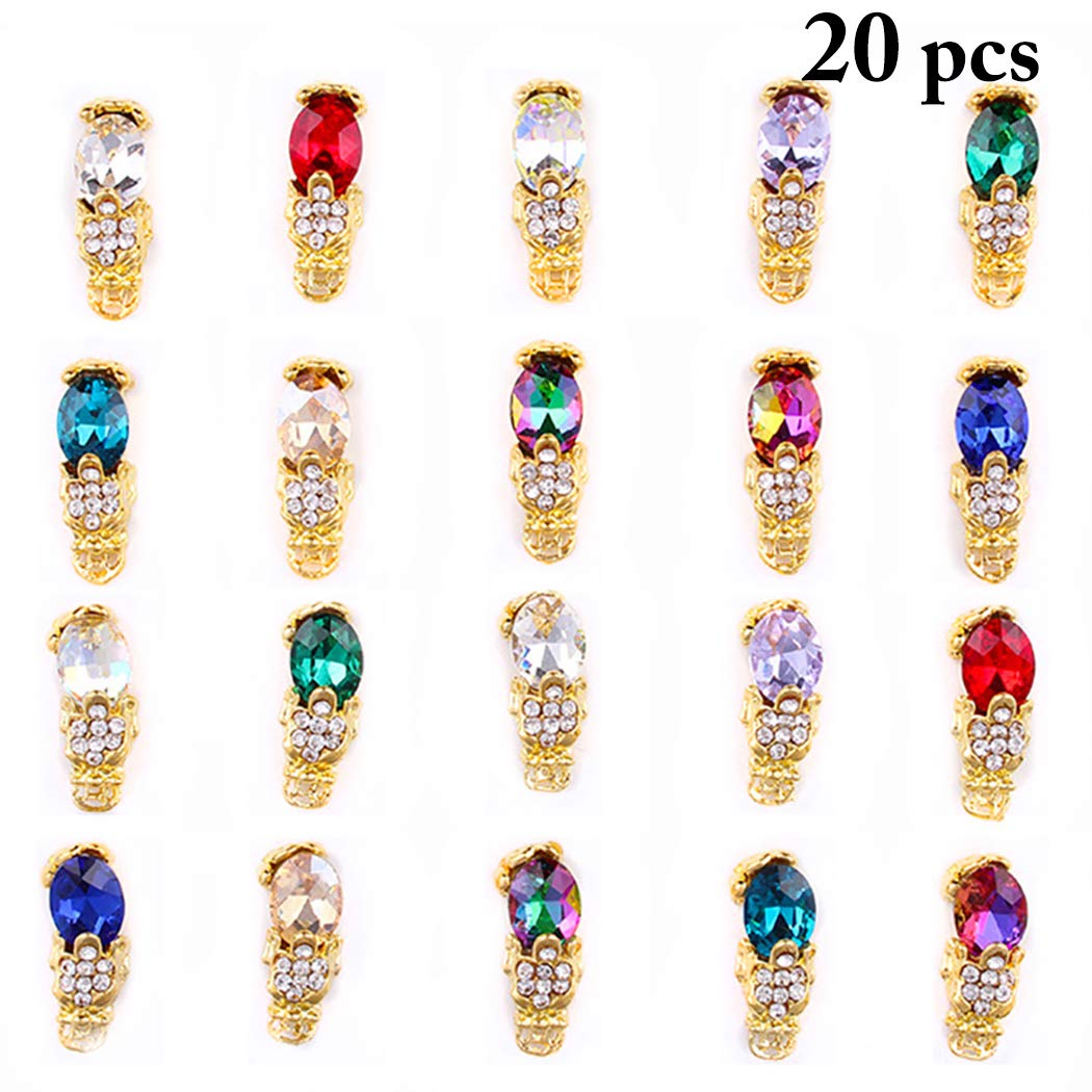 SOWUNO 20PCS Nail Charms Rhinestones for Nail Art - DIY Nail Decorations, Spring Festival Nail Accessories - Perfect for Manicures, Nail Salons & Home Nail Art Kits