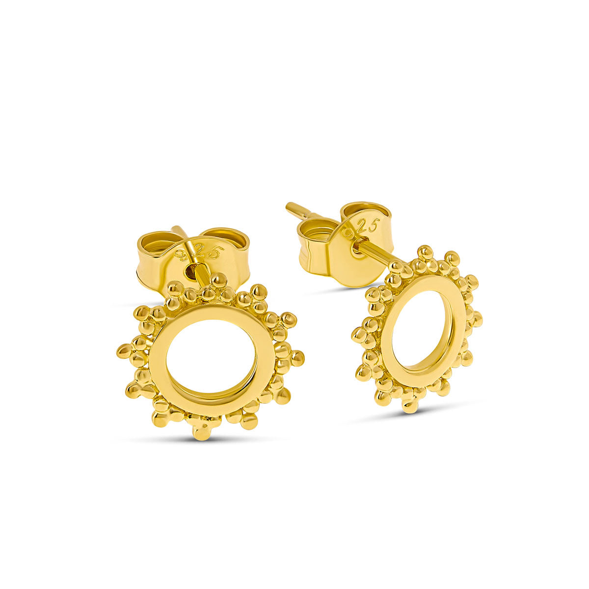 Mehndi Sun Studs Gold Earrings for Women - Boho Indian Tribal Jewelry - Perfect for Weddings, Festivals & Cultural Events