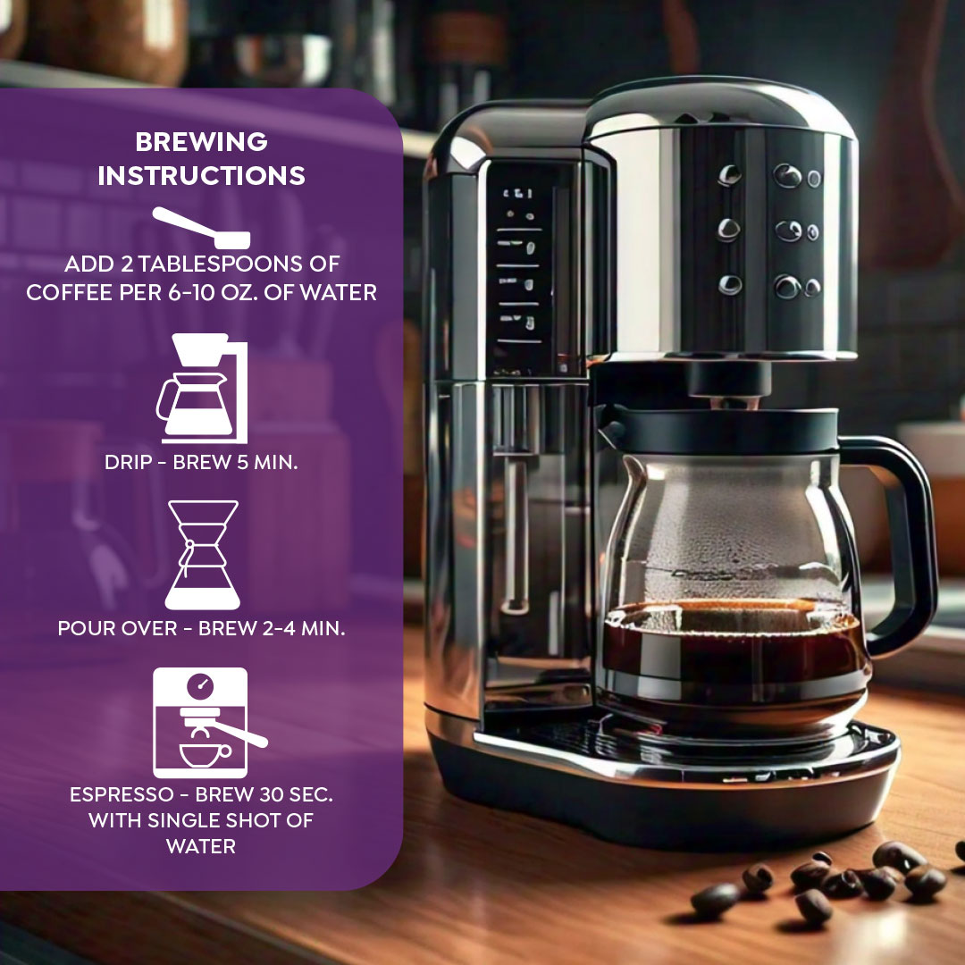 Maud's Half Caffeine Ground Coffee - Medium Roast Arabica Beans for Smooth Flavor | Perfect for Morning Brew & Afternoon Pick-Me-Up
