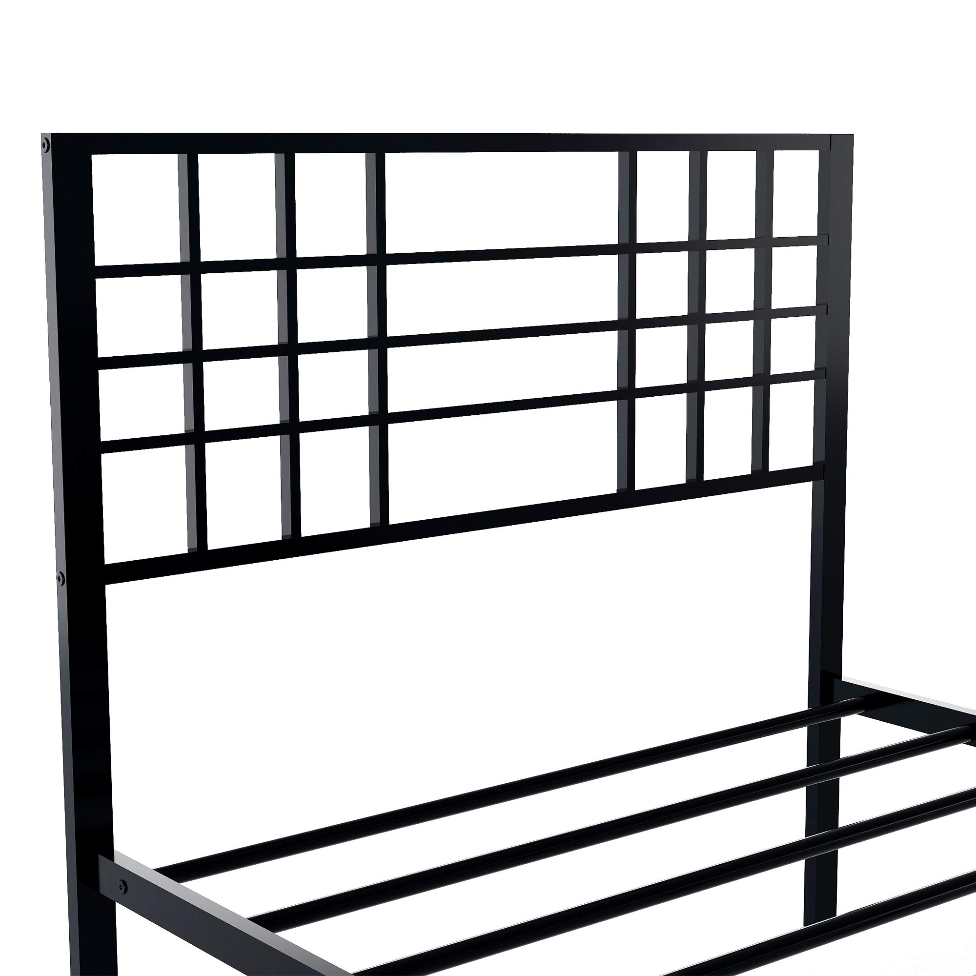 Metal Platform Bed Frame with Headboard & Footboard - Twin Size Mattress Base, Sturdy Iron-Art Design for Bedroom, Dorm, Kids Room | Black Steel Finish | Space-Saving & Easy Assembly | Perfect for Small Spaces & Teen Bedrooms