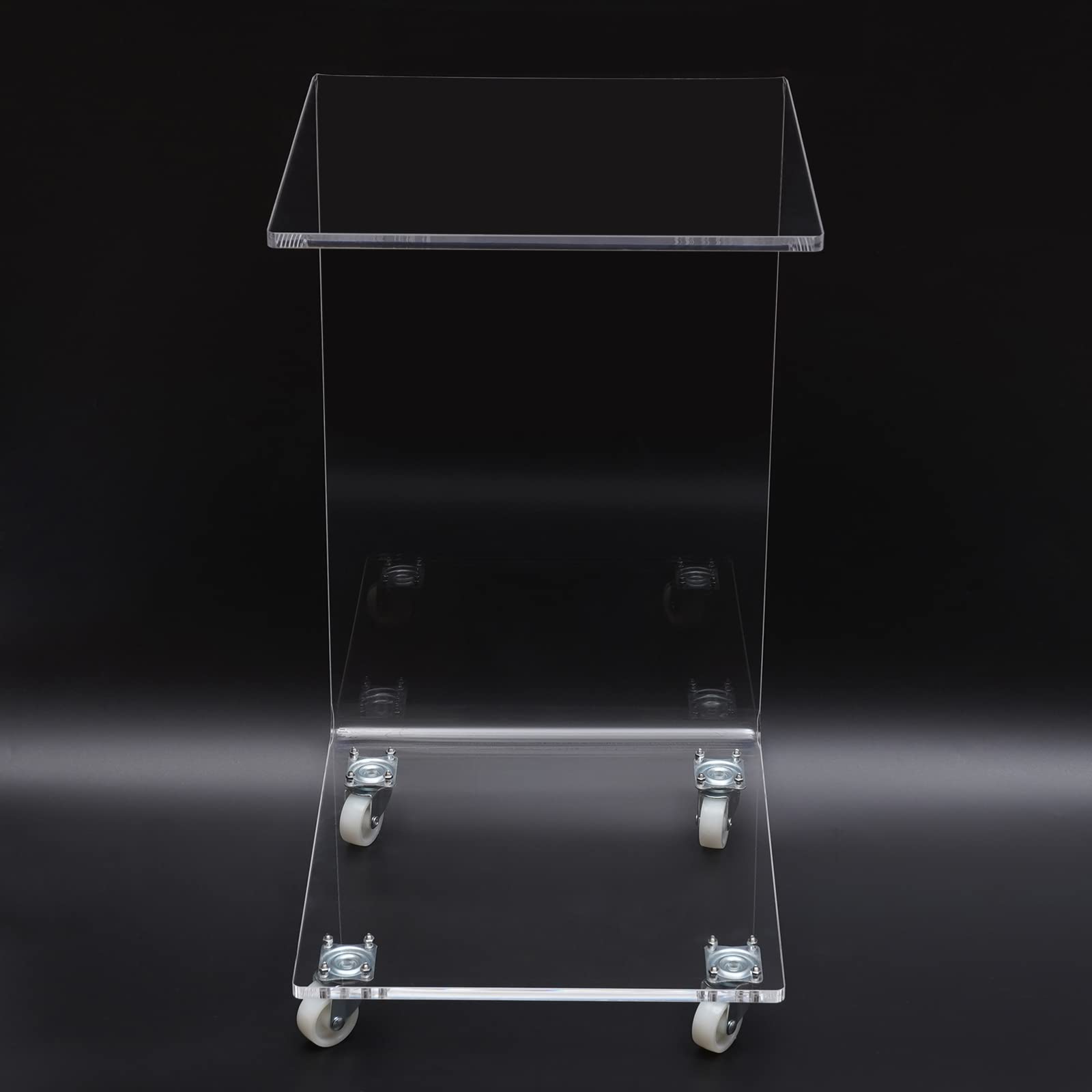 Gdrasuya10 Clear Acrylic C-Shaped End Table with 4 Wheels - 13x15x23 Inch Multifunctional Rolling Side Table for Bedroom, Living Room & Office - Perfect as Bedside Table, Snack Table or Sofa Desk