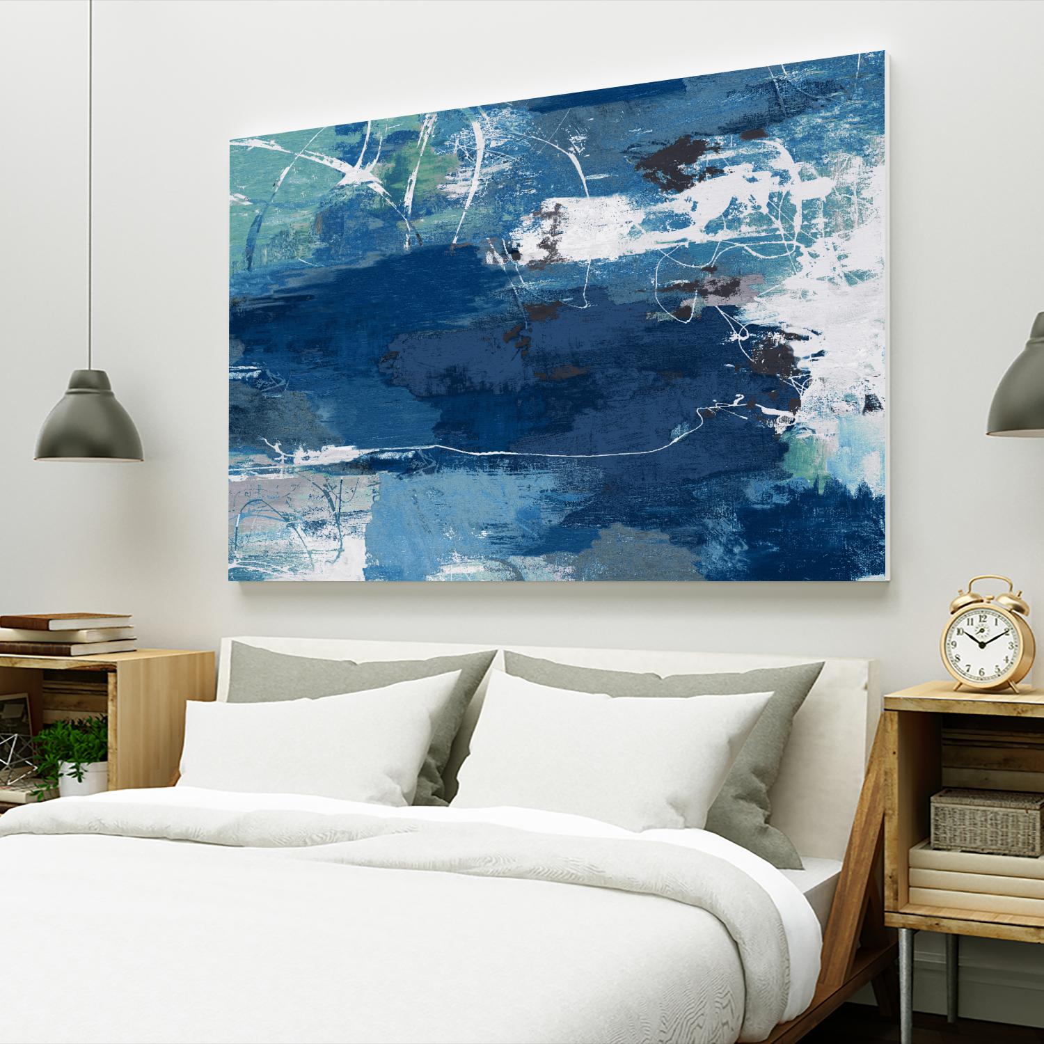 Blue Abstract Wall Art - Modern Canvas Painting for Home & Office Decor | Perfect for Living Room, Bedroom, or Workspace
