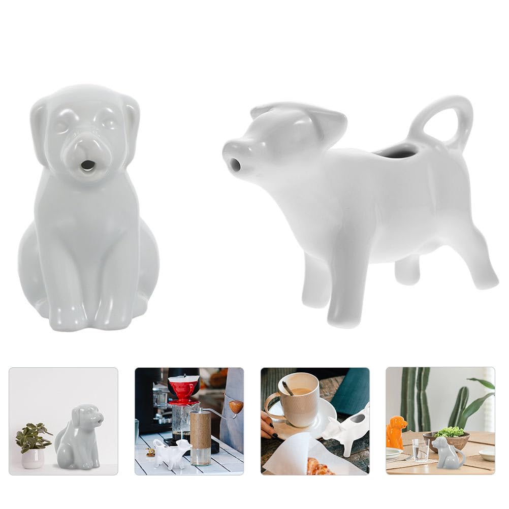 FOMIYES 2-Piece Animal Shaped Ceramic Creamer Pitcher Set - Hand Painted White Milk Jug with Handle for Coffee, Tea, Syrup - Perfect for Kitchen, Dining Table, and Gift Giving