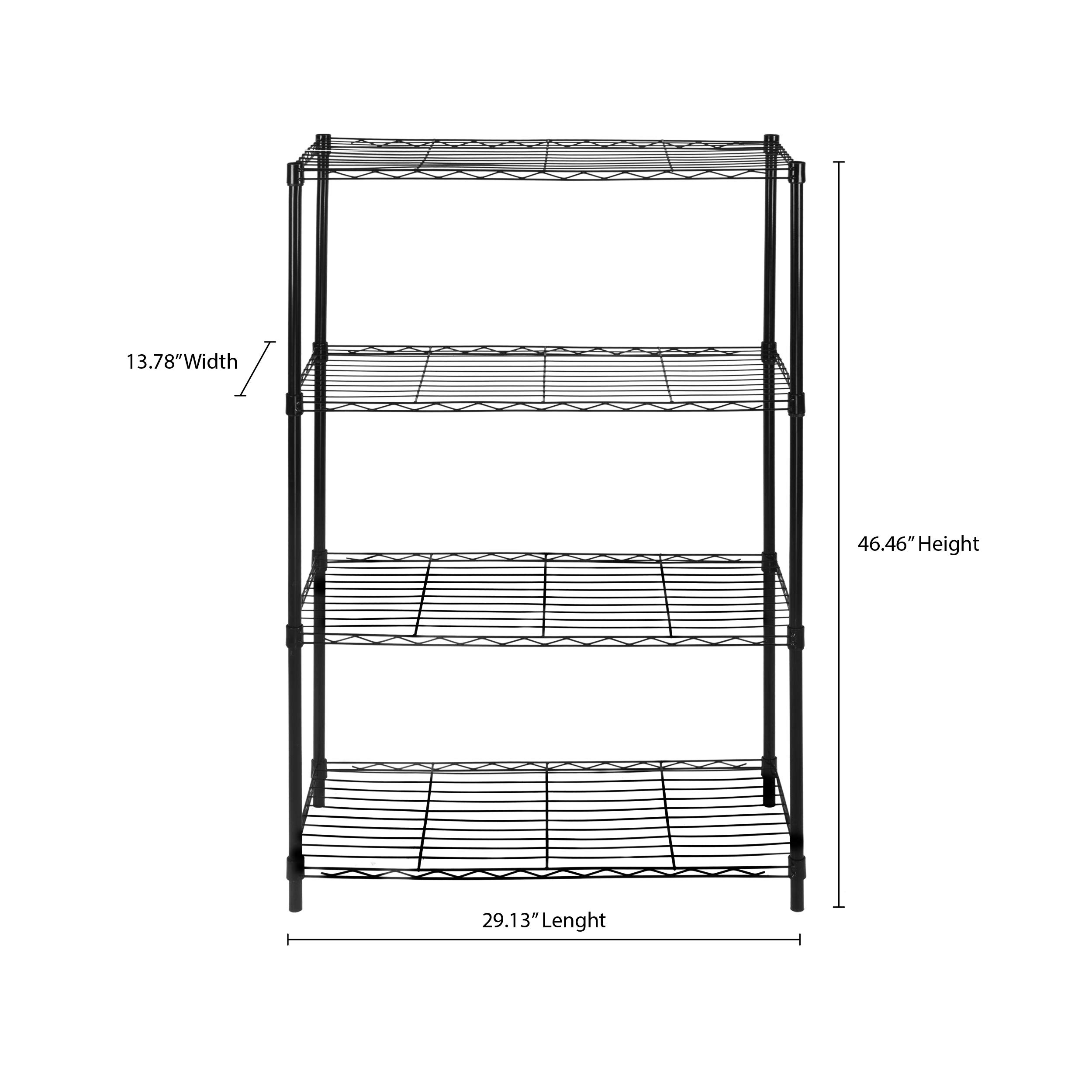 4-Tier Black Wire Shelving Unit - Heavy Duty Multi-Purpose Metal Storage Rack for Kitchen, Garage, Pantry & Closet Organization