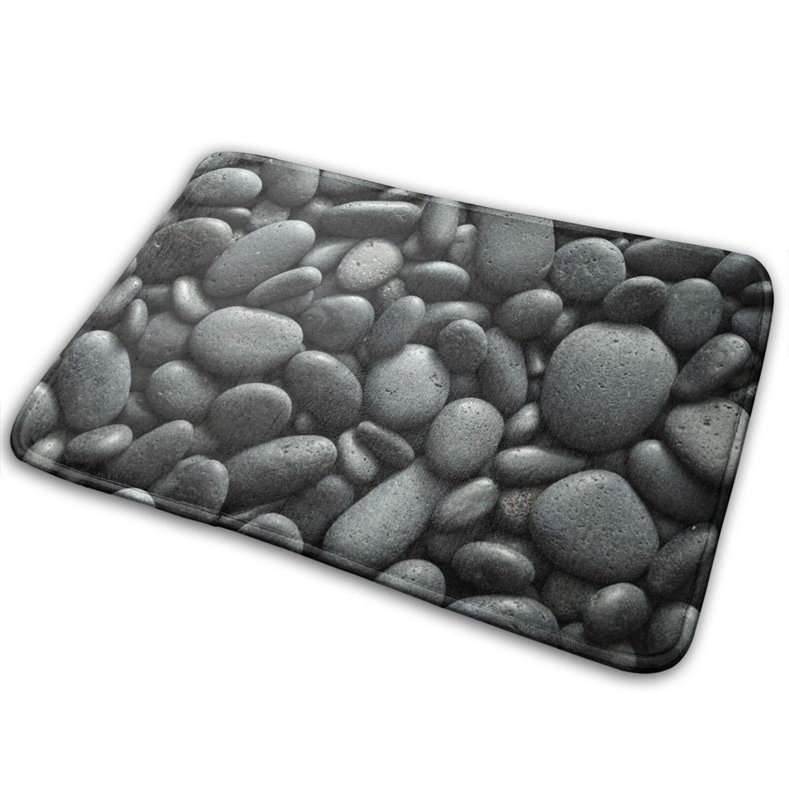 Premium Black Pebbles Memory Foam Bath Mat - Ultra Soft, Non-Slip & Super Absorbent - 15.7