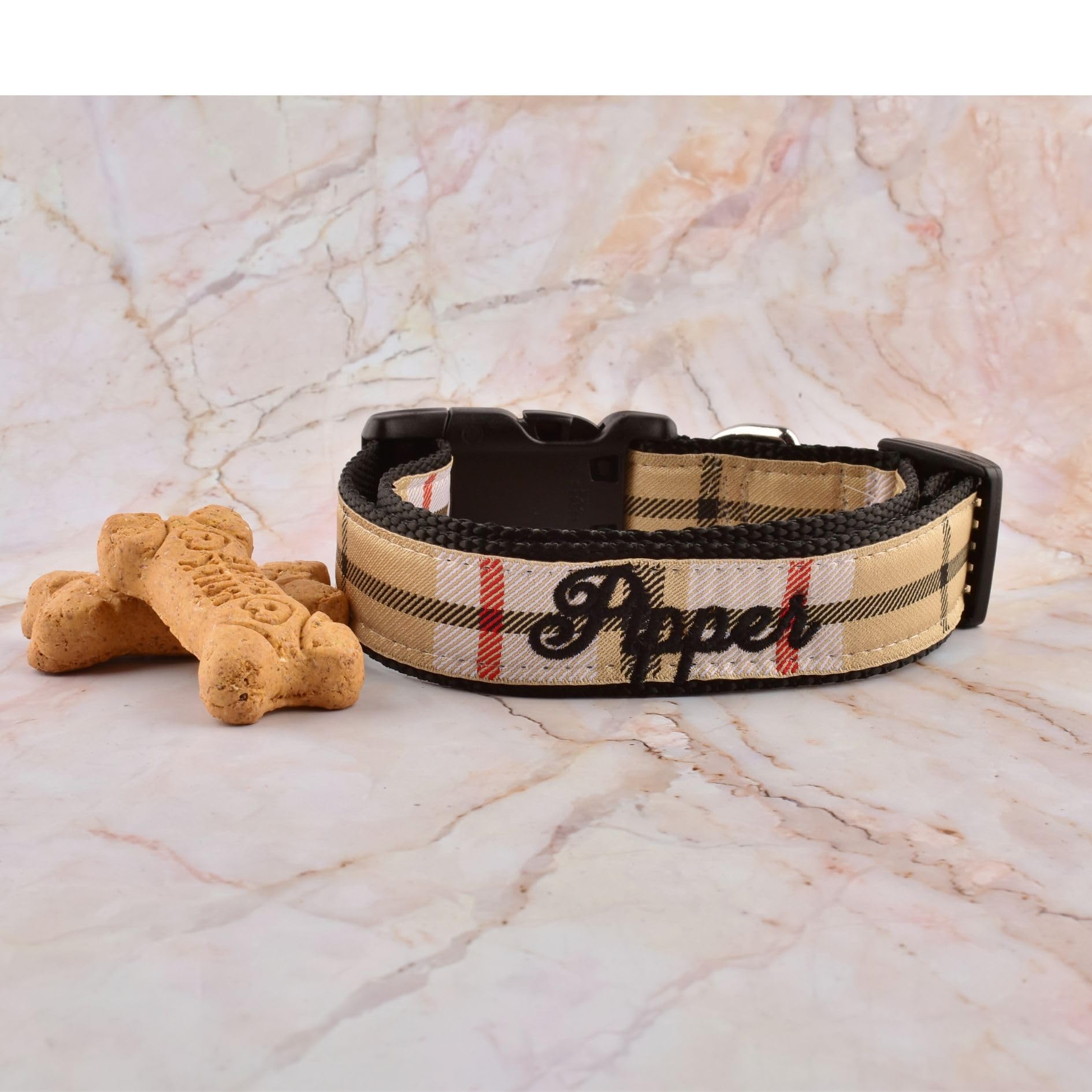 Personalized Plaid Dog Collar and Leash Set - Adjustable Tartan Collar for Small, Medium & Large Dogs - X-Large 1 x 17-29