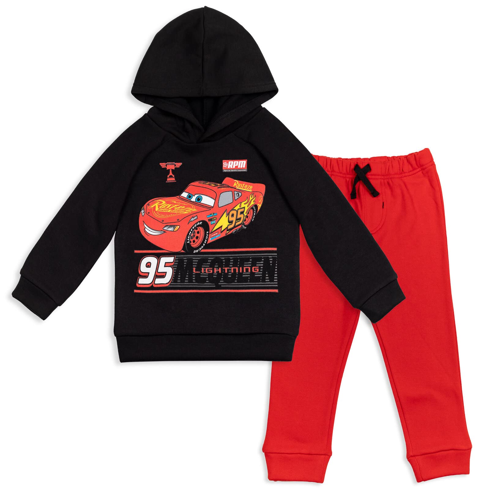 Disney Pixar Cars Lightning McQueen Fleece Hoodie and Pants Set for Toddlers & Kids - Cozy Winter Outfit for Playtime & Family Outings