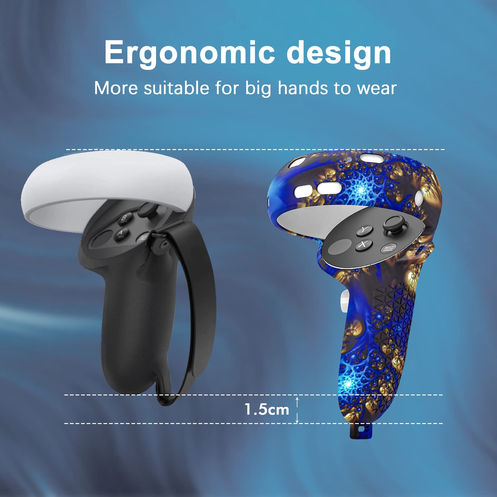 BlueFire VR Accessories Kit for Oculus Quest 2 - Silicone Face Cover, Controller Grips, Protective Shell, Lens Protector & 10 Disposable Eye Covers | Enhanced Comfort & Hygiene for Virtual Reality Gaming & Fitness